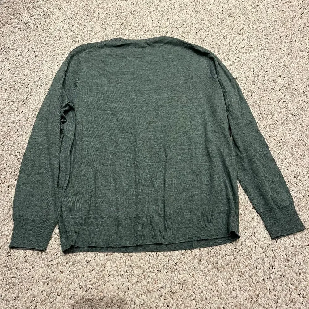 NEW J Crew Merino Wool Blend Crewneck Sweater XL Green Classic Preppy Casual